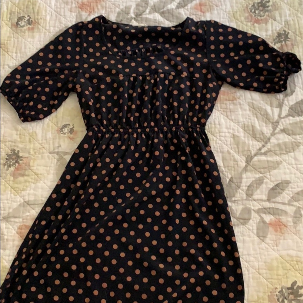 Everly Black and Brown polka dot Dress
